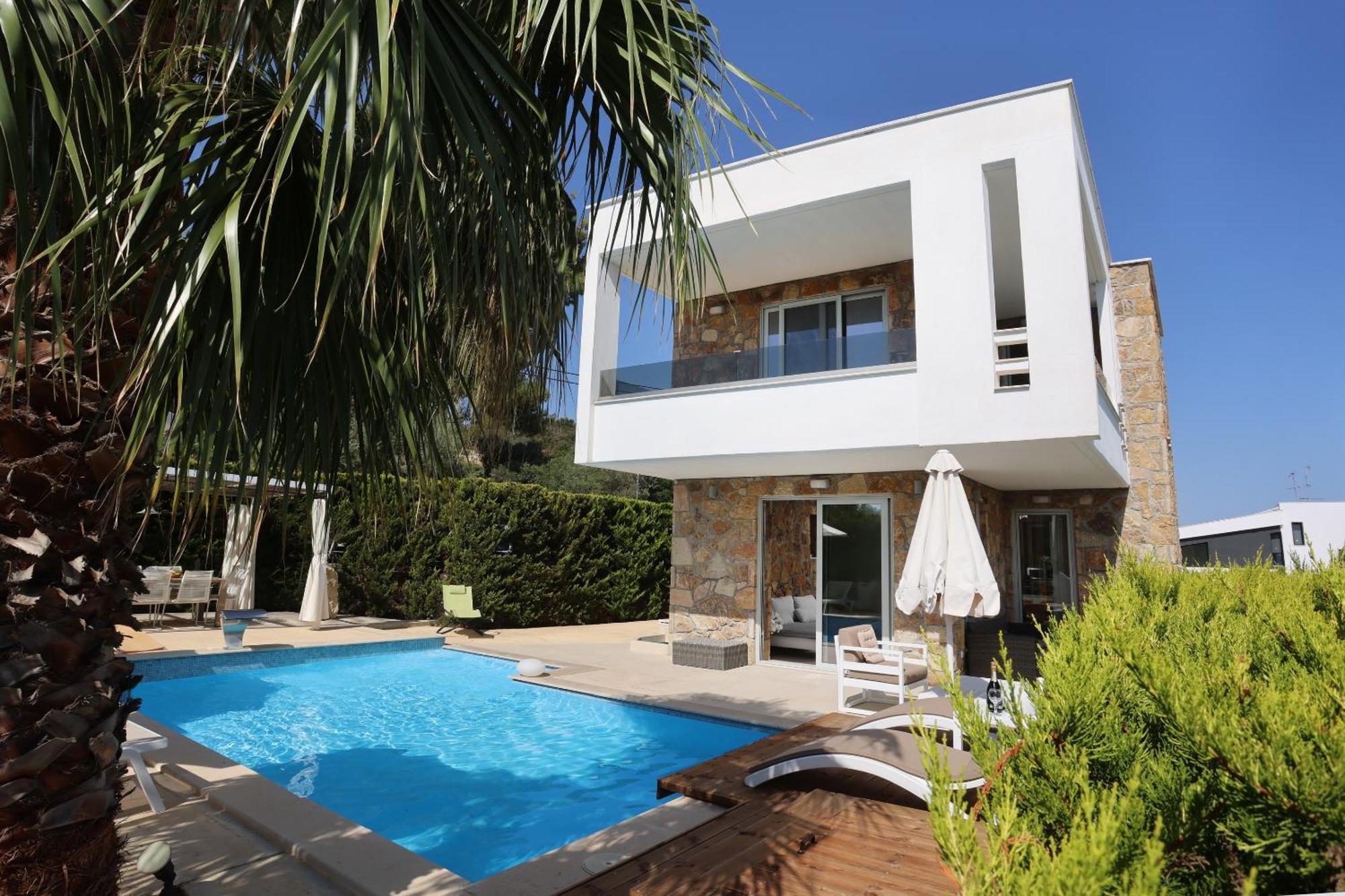 Villa Douglas - Private Pool, Bbq, 4Bdrms, View Pefkochori Exteriör bild